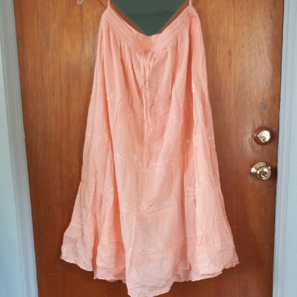 Uniti Casuals Free Size 100% Cotton Orange Maxi Skirt